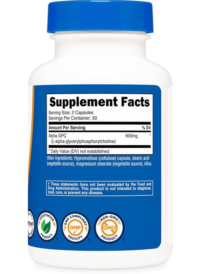 Nutricost, Alpha GPC, 60 Capsules (300 mg per Capsule) - Image 5